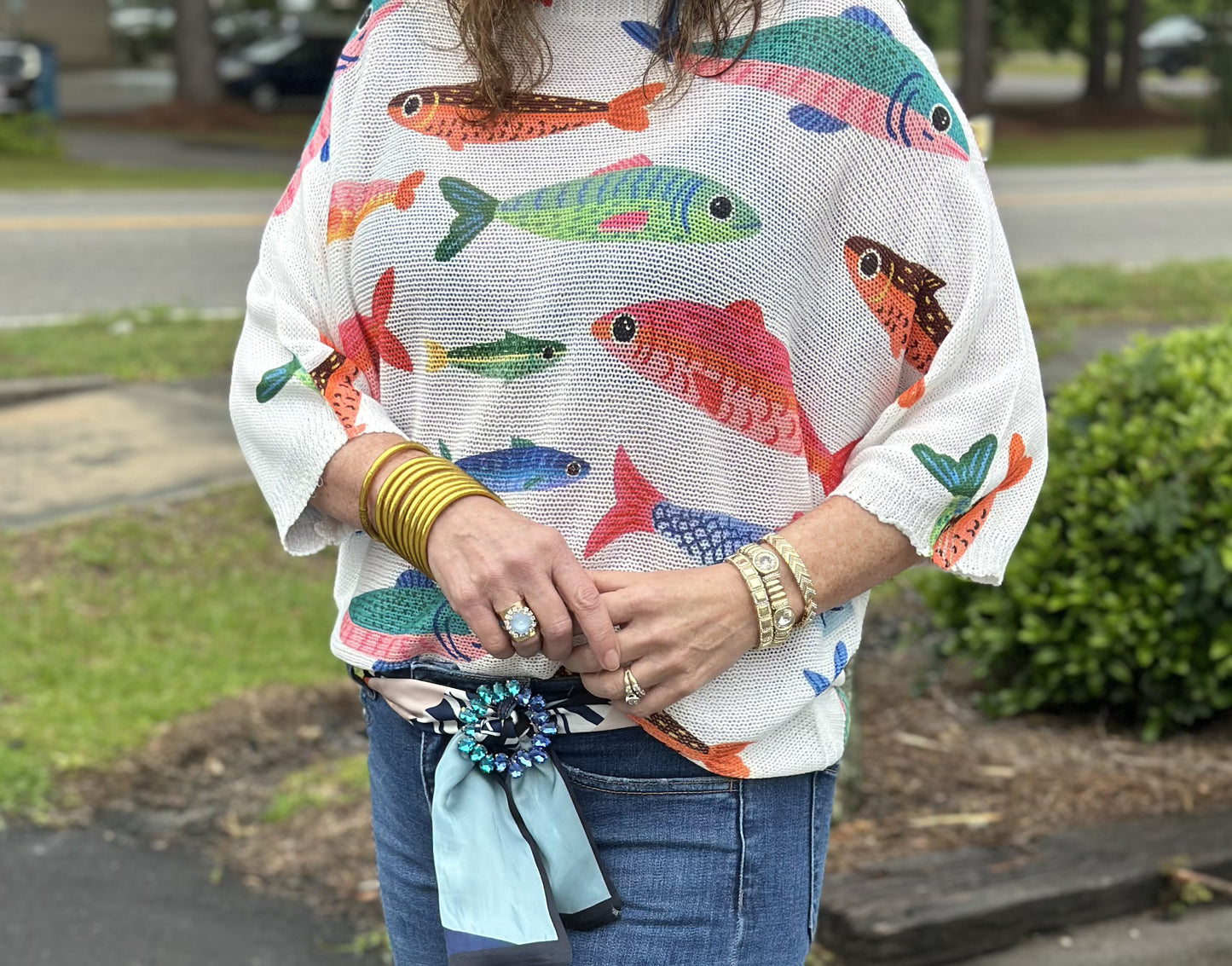 Painted Fish Knit Top