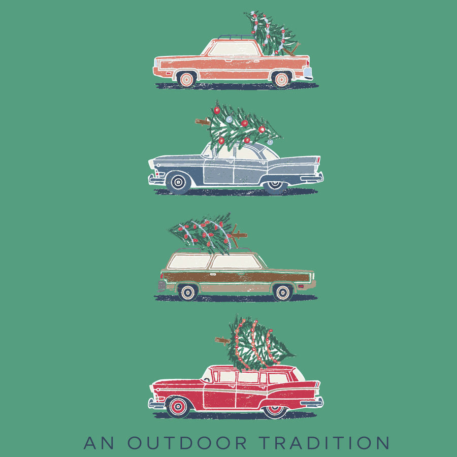 Vintage Cars and Christmas Trees Long Sleeve Tee | PRODOH