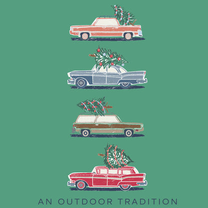 Vintage Cars and Christmas Trees Long Sleeve Tee | PRODOH