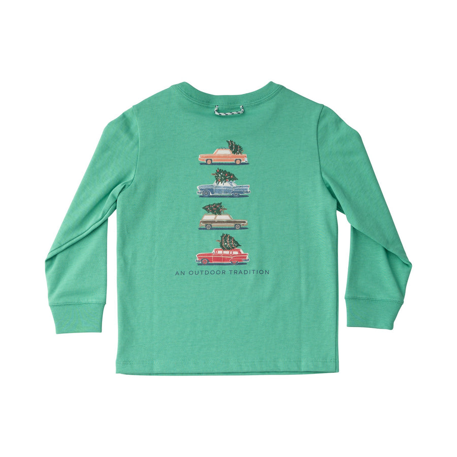 Vintage Cars and Christmas Trees Long Sleeve Tee | PRODOH
