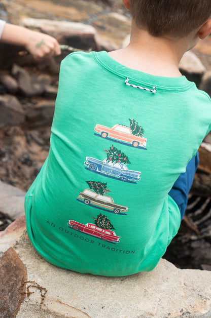 Vintage Cars and Christmas Trees Long Sleeve Tee | PRODOH
