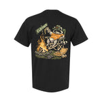Old South Apparel Campfire Bandit short sleeve pocket tee in Black featuring a playful outdoor-inspired raccoon graphic.