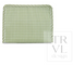 A rectangular cushion with a green and white gingham checkered pattern and a striped border, shown on a white background with a 'TRVL design' watermark.