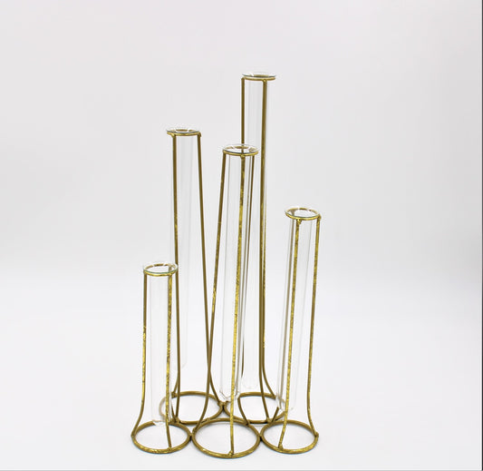 Round Test Tube Gold Vases