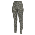 Green camouflage leggings on a white background