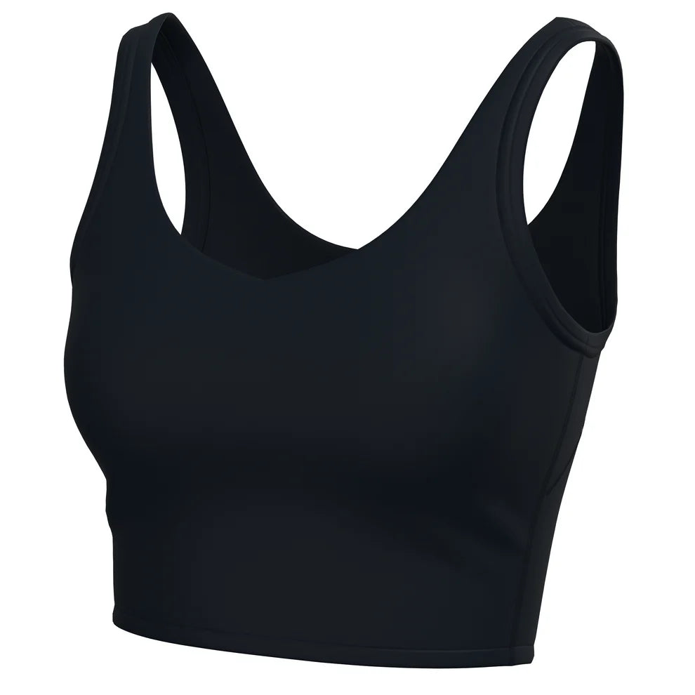Black sports bra on a white background