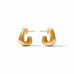 Gold hoop earrings on a white background