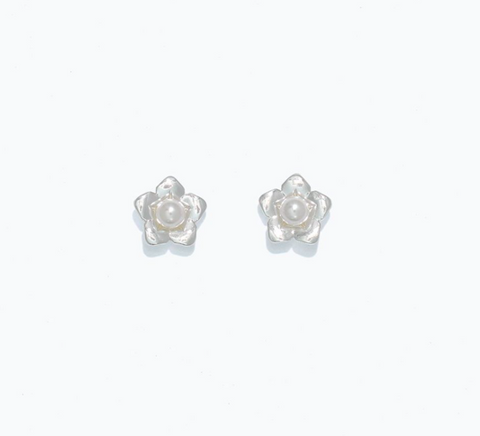 Silver Flowers with Pearls | Cuties Hypoallergenic Earrings