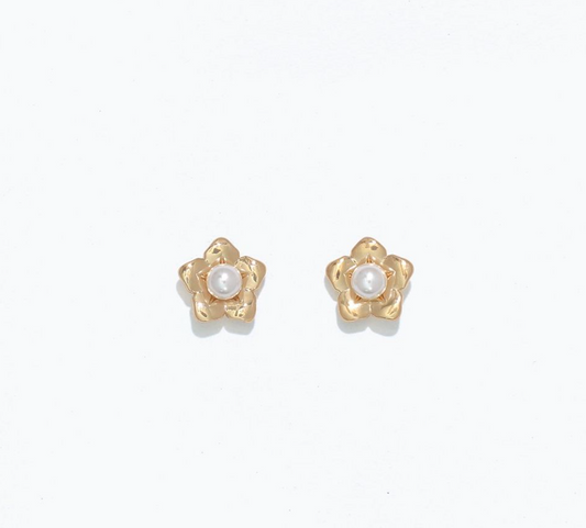 Gold Flowers with Pearls | Cuties Hypoallergenic Earrings