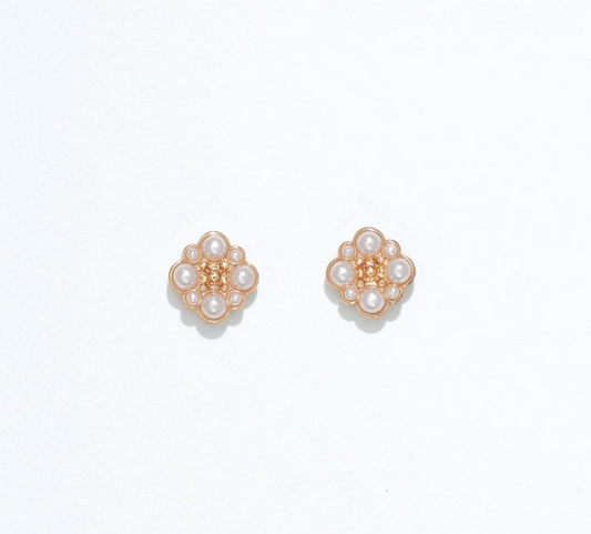 Gold Squares with Pearls | Cuties Hypoallergenic Earrings