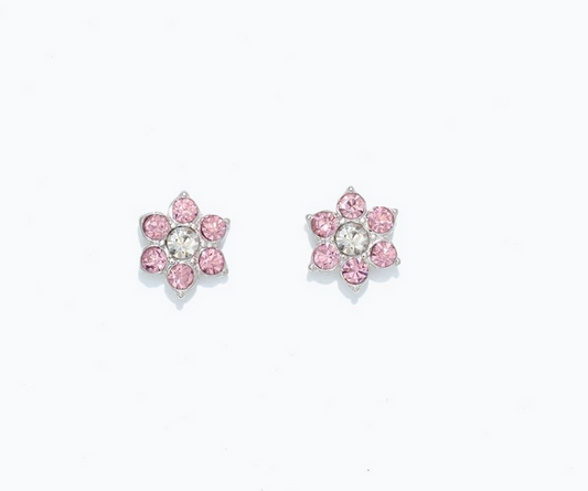 Pink Crystal Flowers | Cuties Hypoallergenic Earrings