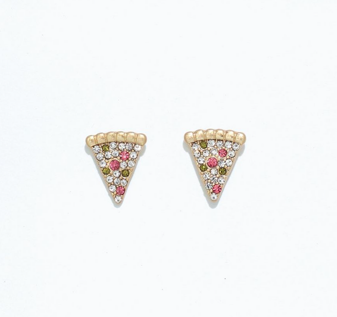 Pizza Slice with Crystals | Cuties Hypoallergenic Earrings