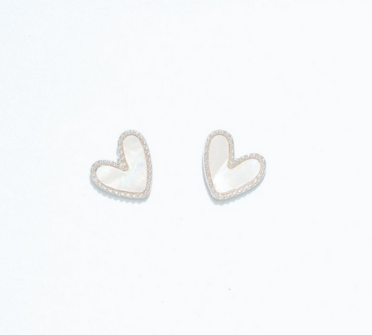 Pearlized Hearts in Silver | Cuties Hypoallergenic Earrings