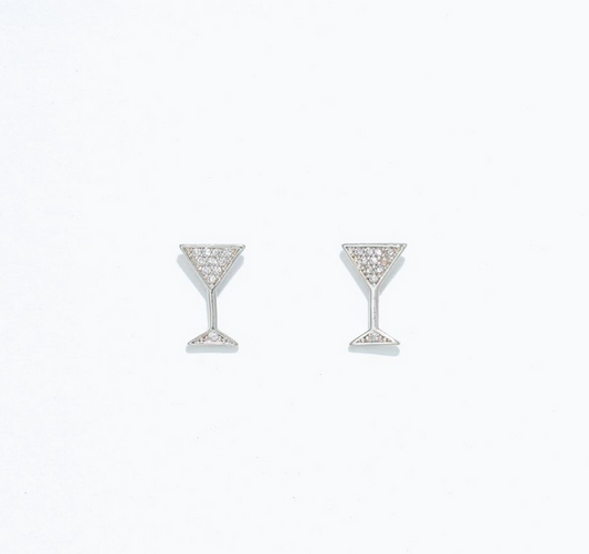 Silver Cocktail with Crystals | Cuties Hypoallergenic Earrings