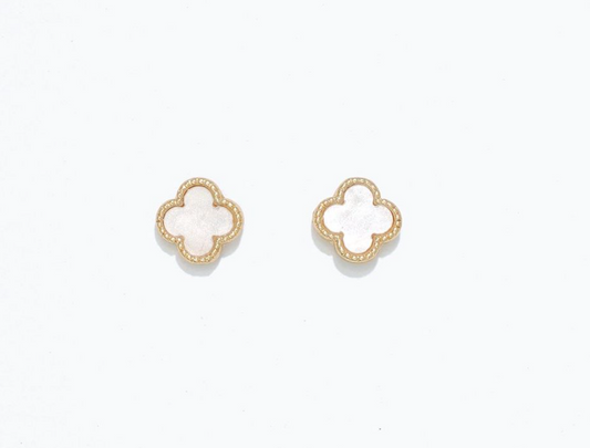 Gold with White Clover | Cuties Hypoallergenic Earrings