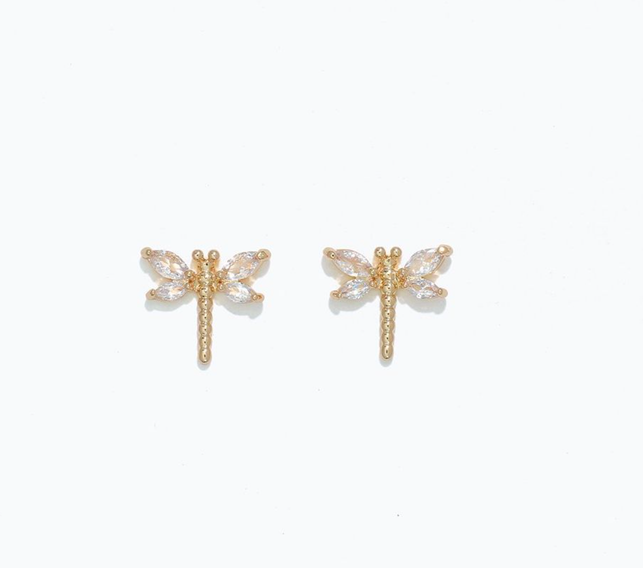 Dragonfly with Clear Crystals | Cuties Hypoallergenic Earrings