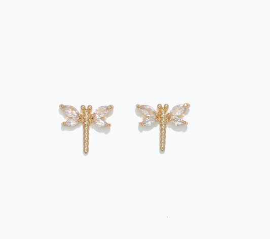 Dragonfly with Clear Crystals | Cuties Hypoallergenic Earrings