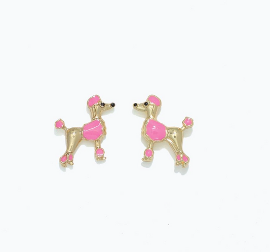 Pink and Gold Poodles | Cuties Hypoallergenic Earrings