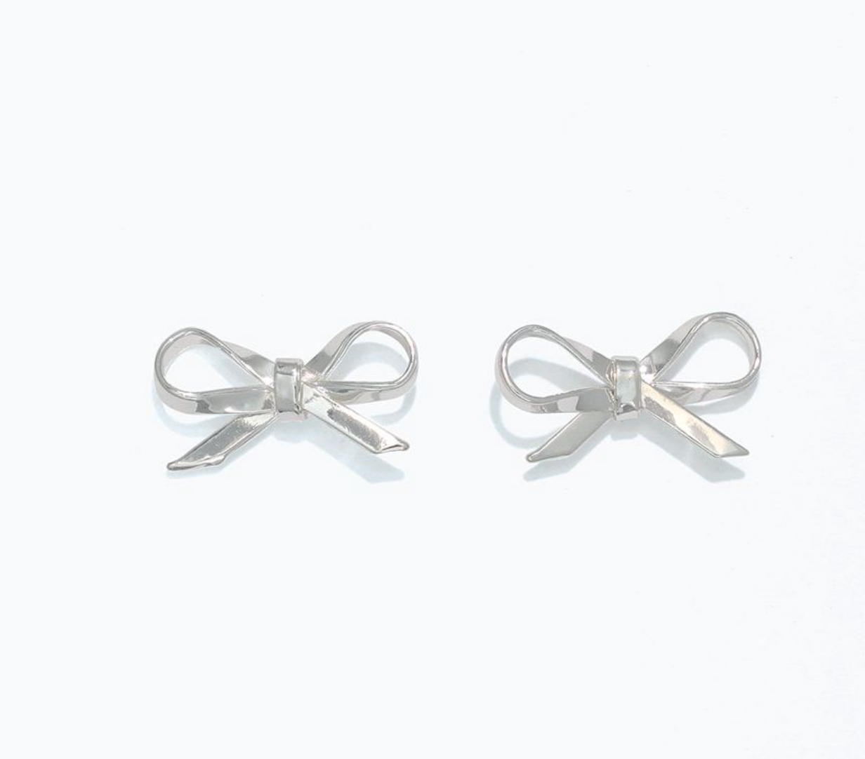 Bright Silver Bows | Cuties Hypoallergenic Earrings