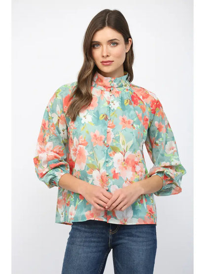 Seafoam Blossom Blouse