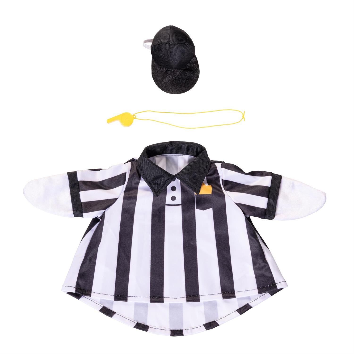 Giddy the Goose wearing a black and white referee outfit, perfect for football season, game day, and sports-themed fall décor.