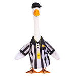 Giddy the Goose wearing a black and white referee outfit, perfect for football season, game day, and sports-themed fall décor.
