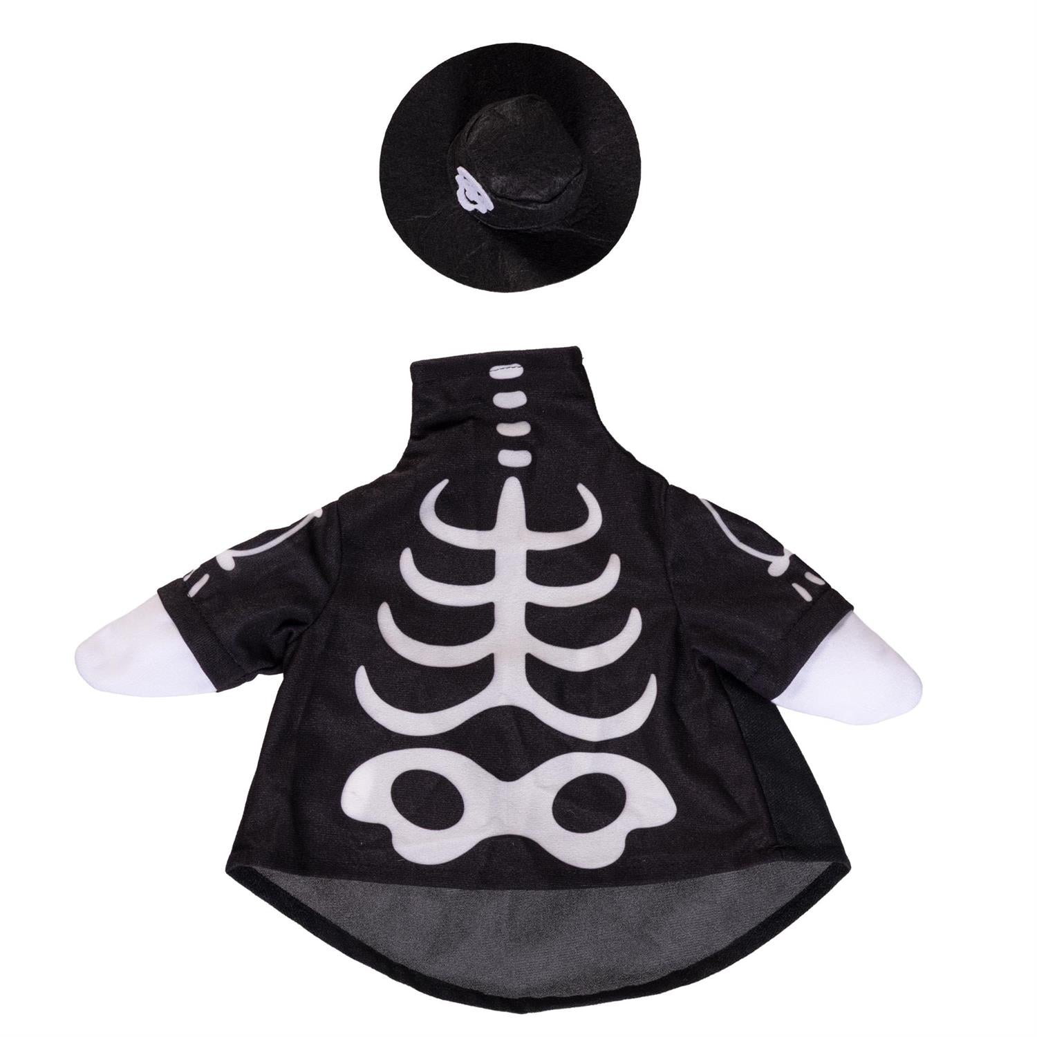 Glow-in-the-dark skeleton outfit for Halloween porch décor and spooky seasonal decorating.