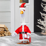 Giddy the Goose Mr. Claus Outfit by Evergreen featuring a classic red and white Santa-inspired design for festive Christmas porch and entryway décor.