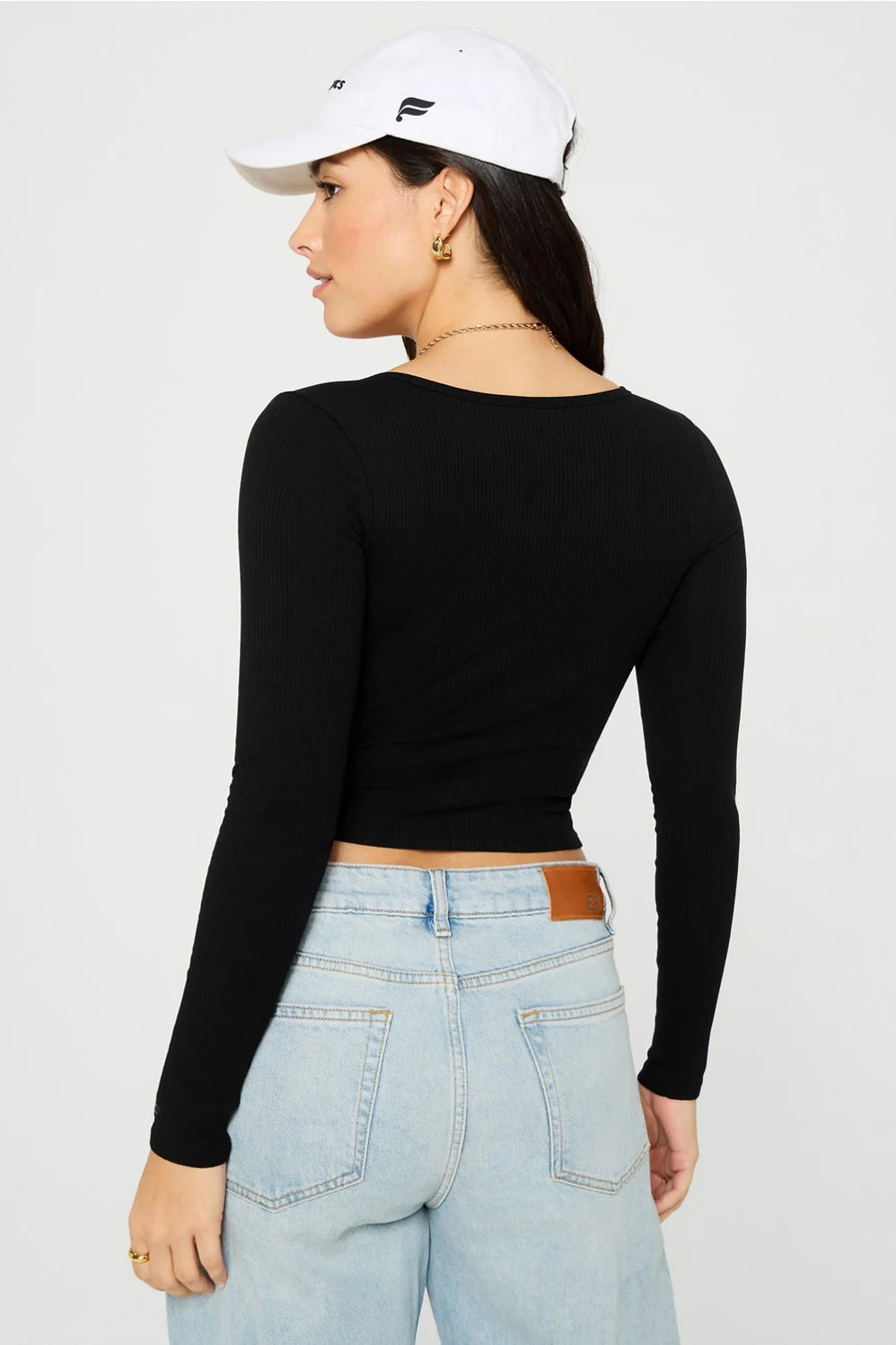 Daily Rib Cropped Square Neck Long-Sleeve