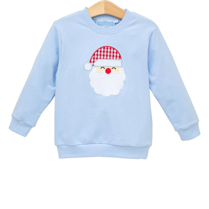 Blue Santa Appliqué French Terry Pullover | Trotter Street