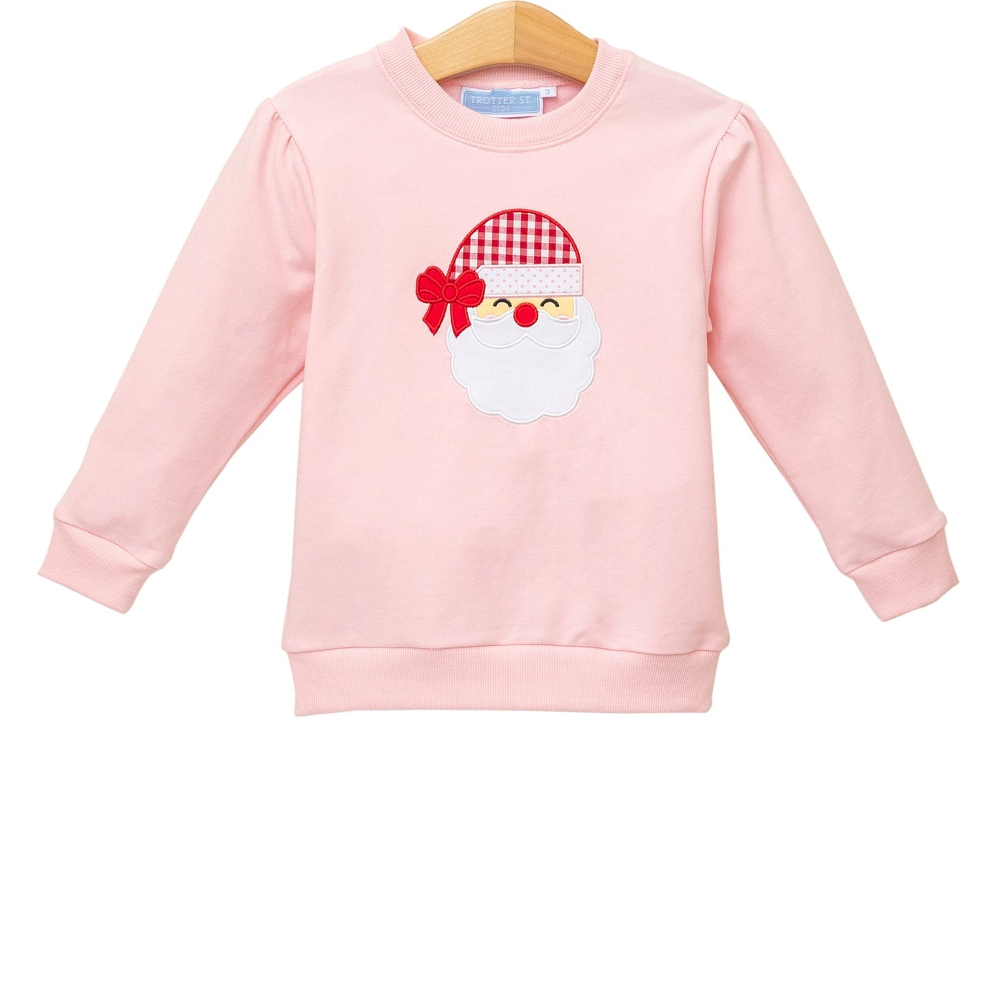 Pink Santa Appliqué French Terry Pullover | Trotter Street