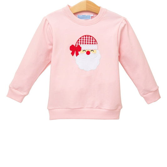 Pink Santa Appliqué French Terry Pullover | Trotter Street