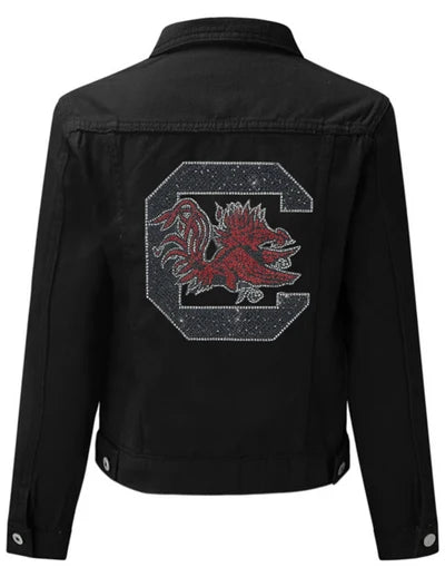 Officially licensed NCAA USC Spurs Up Gamecock denim jacket featuring University of South Carolina detailing in a classic button-front game-day style.