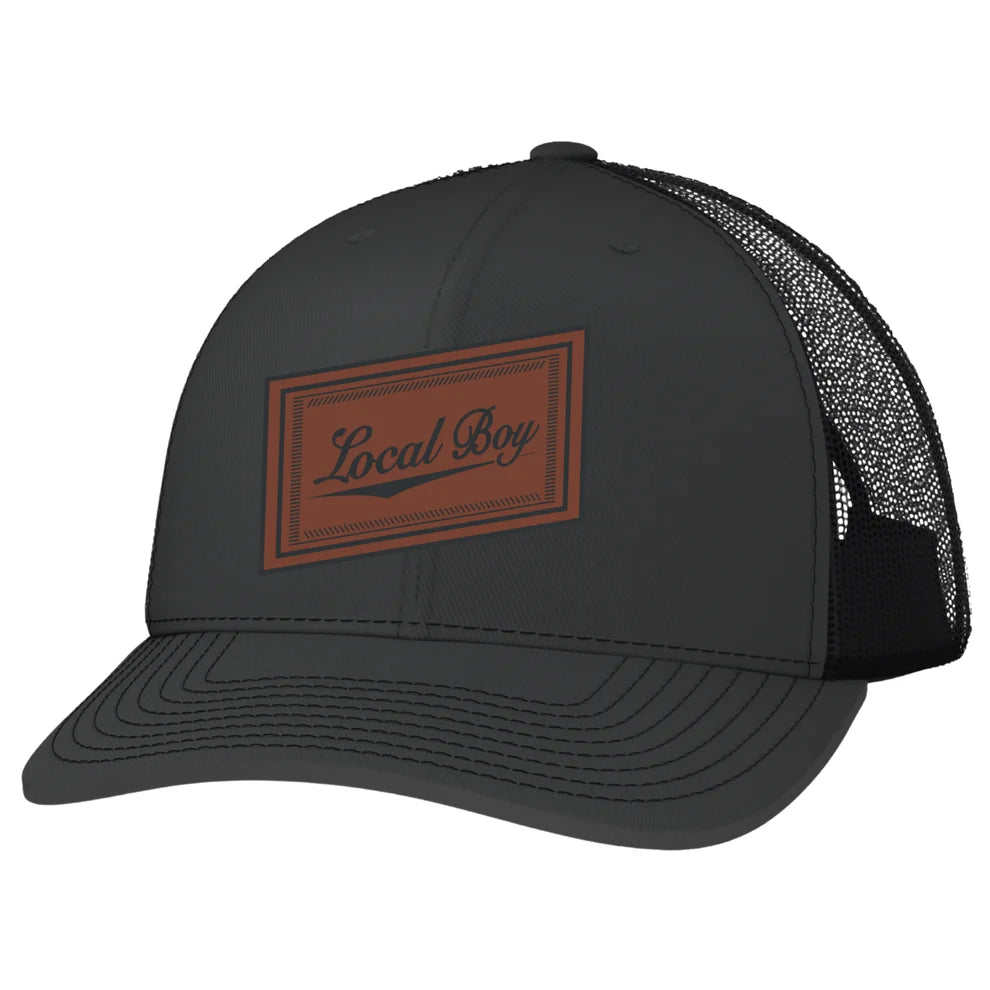 Local Boy Leather Slant Trucker Hat