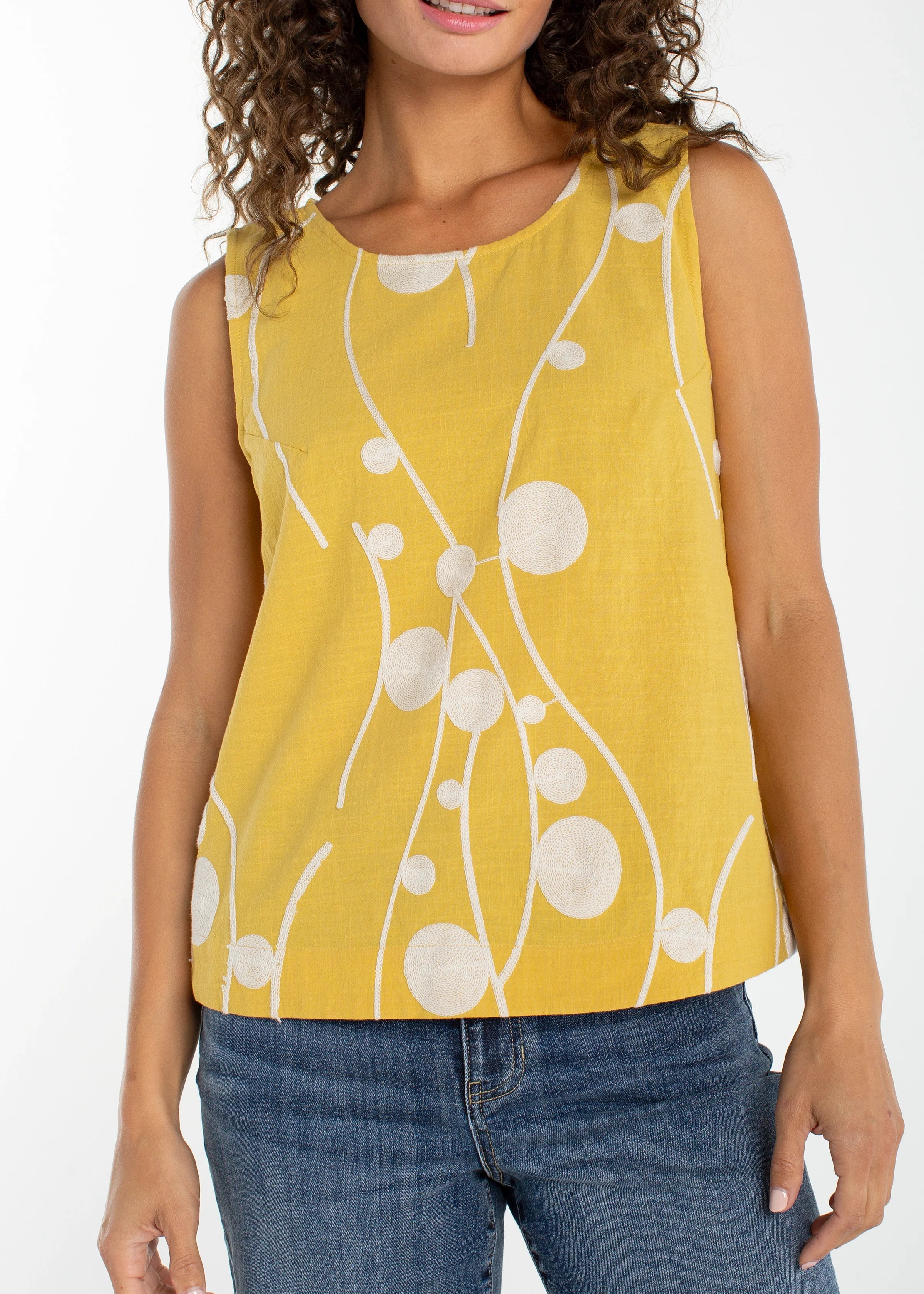 Sleeveless Button Back Woven Top