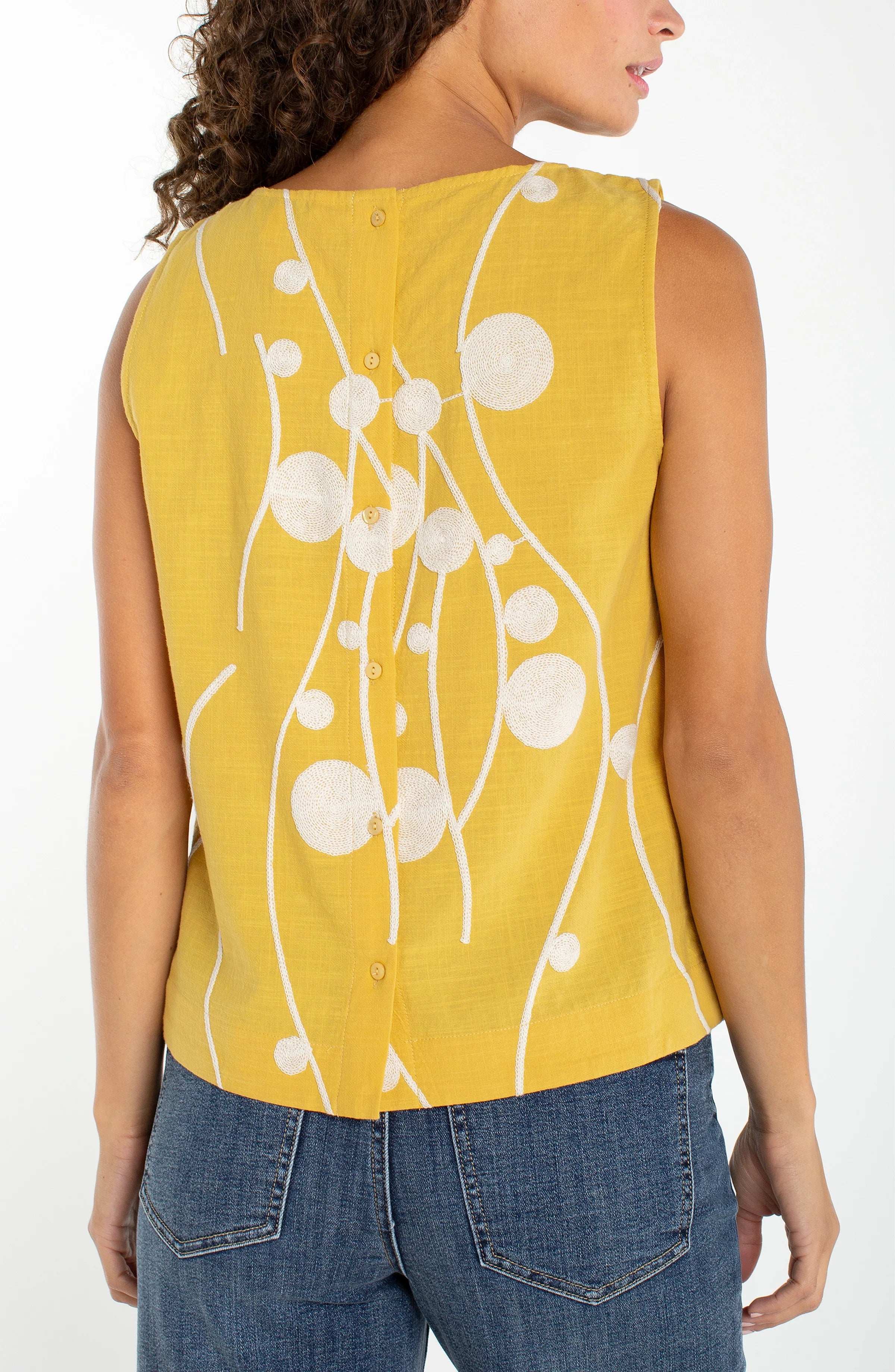 Sleeveless Button Back Woven Top