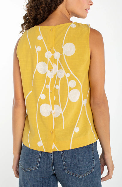 Sleeveless Button Back Woven Top