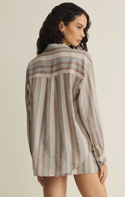 The Perfect Striped Linen Button Up
