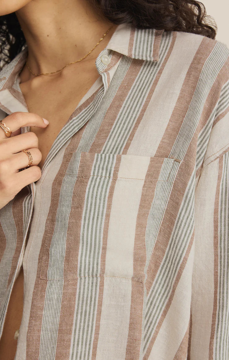 The Perfect Striped Linen Button Up