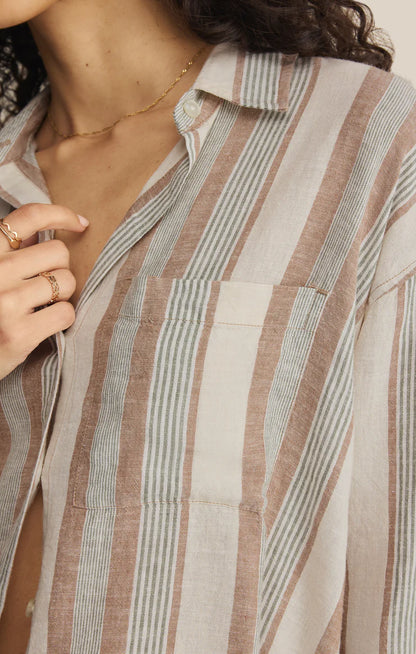 The Perfect Striped Linen Button Up