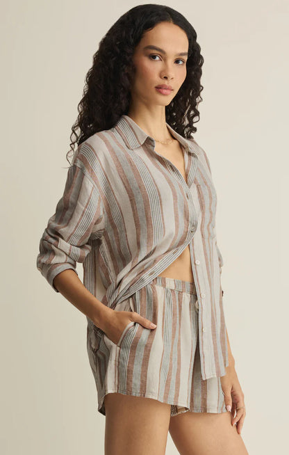 The Perfect Striped Linen Button Up