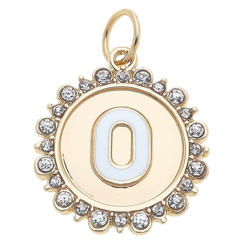 Rhinestone Letter Disc Charm