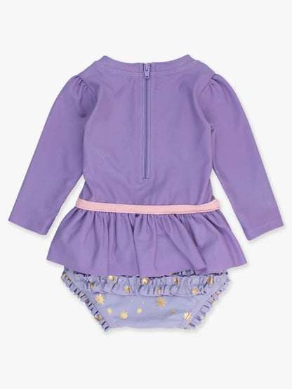 Tower Princess Long Sleeve Bow Skirted One Piece Swimsuit | RuffleButts