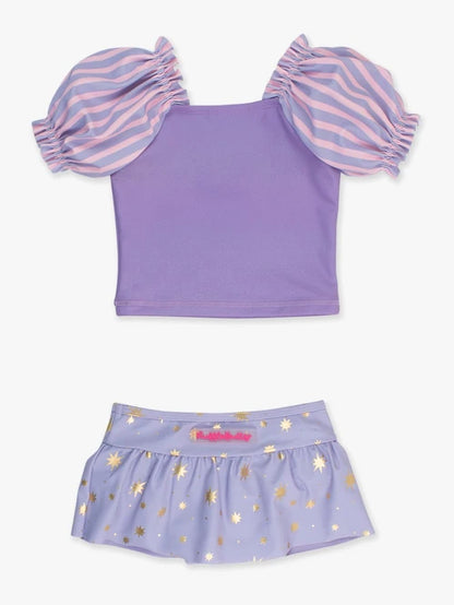 Tower Princess Puffed Sleeve Skirted 2-Piece Swimsuit | RuffleButts