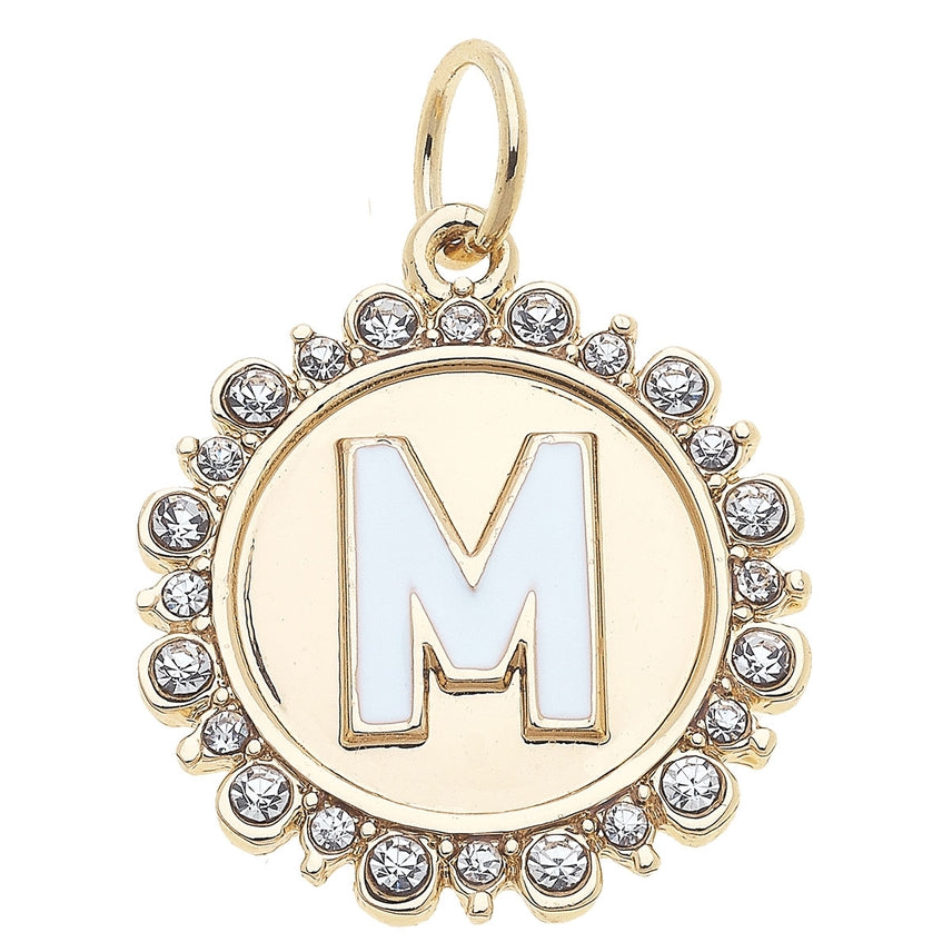 Rhinestone Letter Disc Charm