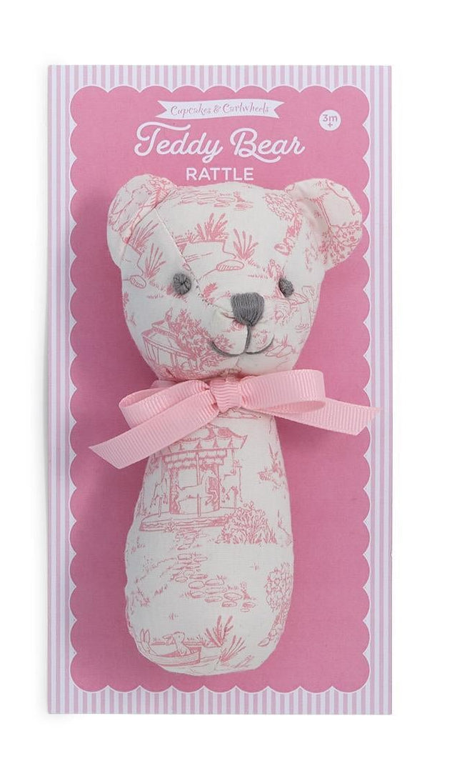 Animal Toile Pattern Teddy Bear Rattle
