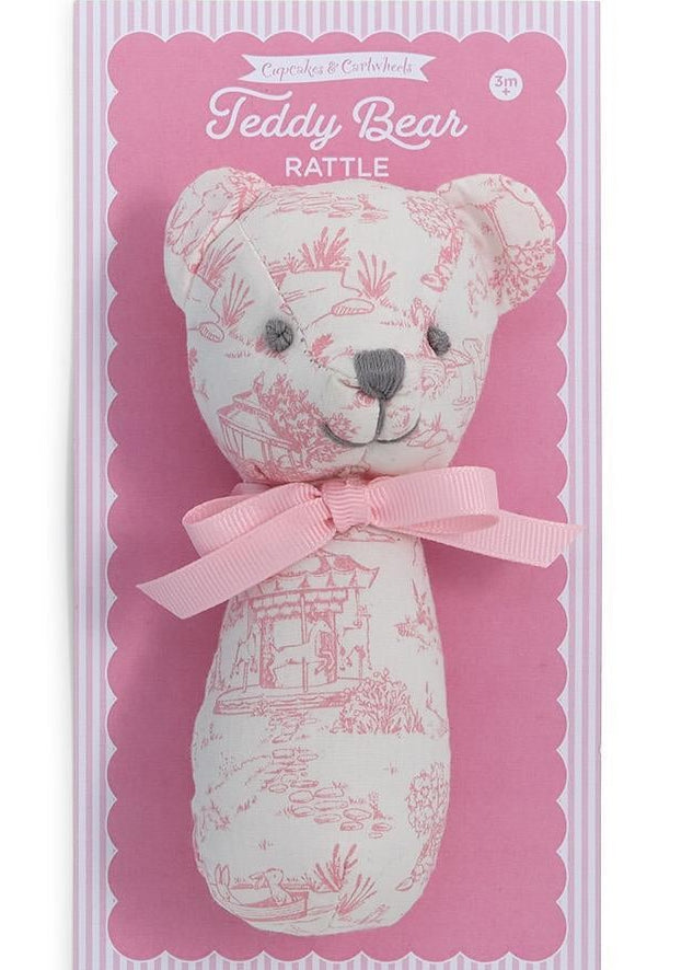 Animal Toile Pattern Teddy Bear Rattle