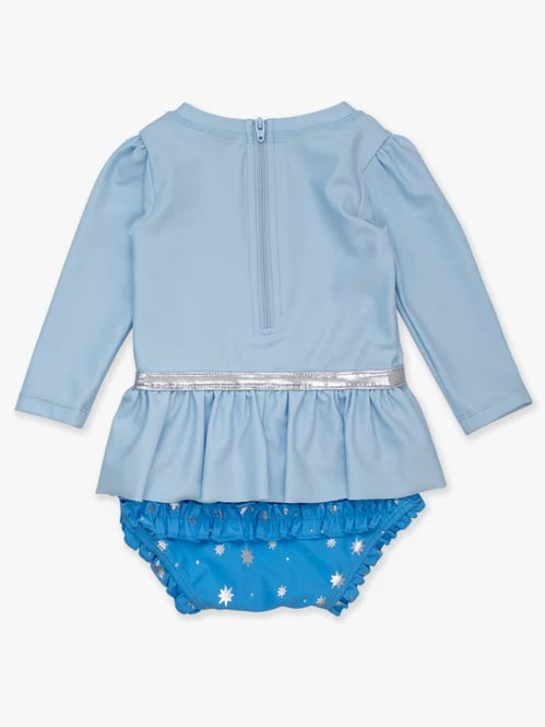 Glass Slipper Princess Long Sleeve Bow Skirted One Piece Swimsuit | RuffleButts