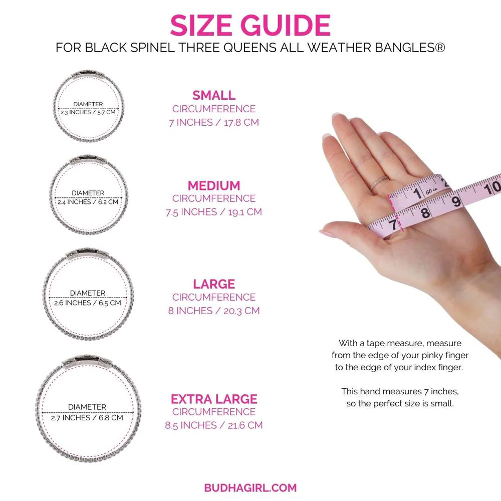 Black Spinel Three Queens All Weather Bangles | Set Of 3 | BuDhaGirl