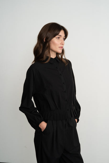Pleated Hem Raglan Blouse